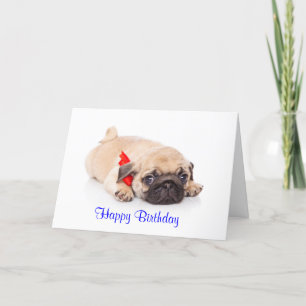 Pug Puppy Dog Happy Birthday Card - Verse binnenka Kaart