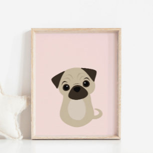 Pug Puppy Dog Poster voor kwekerij & Kinder kamer 