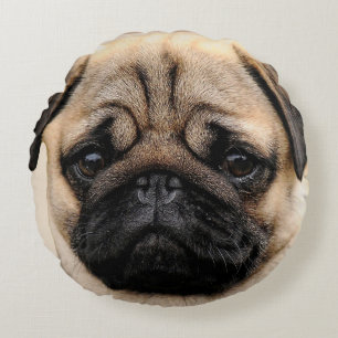 Pug Puppy Dog Round Throw Cushion Rond Kussen