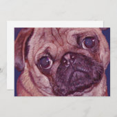 Pug Puppy Face Invitation Kaart (Voorkant / Achterkant)