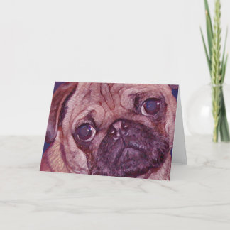 Pug Puppy Gezicht Wenskaart Feestdagen Kaart