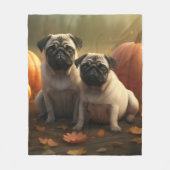 Pug Puppy Herfst Delight Pompoen Fleece Deken (Voorkant)