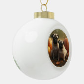 Pug Puppy Herfst Delight Pompoen Keramische Bal Ornament (Links)