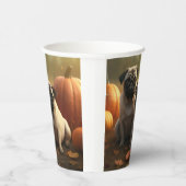 Pug Puppy Herfst Delight Pompoen Papieren Bekers (Rechts)