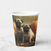 Pug Puppy Herfst Delight Pompoen Papieren Bekers (Voorkant)