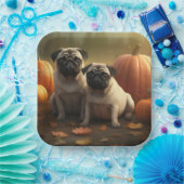Pug Puppy Herfst Delight Pompoen Papieren Bordje (Feest)