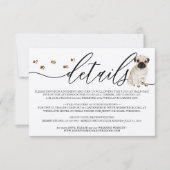 Pug puppy hond bruiloft details RSVP kaartje (Voorkant)