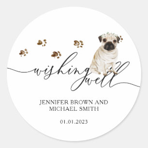 Pug puppy hond die goed wenst ronde sticker