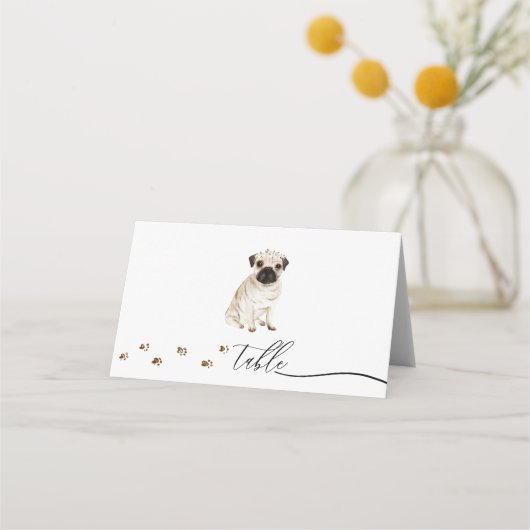 Pug puppy hond eigenaar bruiloft script tabel (Voorkant)