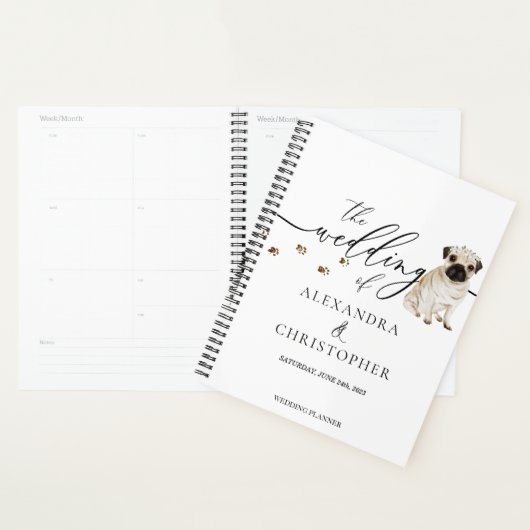 PUG puppy hond liefde bruiloft Planner (Display)