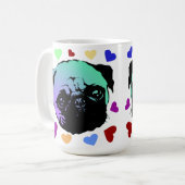 Pug Puppy Hond PopArt Retro Stijl Koffiemok (Voorkant links)