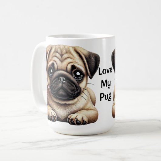 Pug Puppy Koffiemok (Voorkant links)