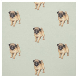 Pug Puppy Love Brushed Cotton Fabric Stof