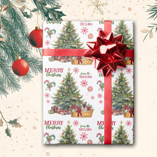 Pug Puppy mand onder de boom Cadeaupapier