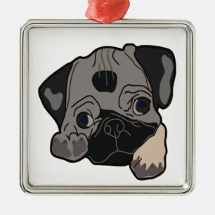 PUG PUPPY METALEN ORNAMENT
