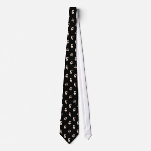 Pug Puppy Pattern op Black Stropdas (Voorkant)