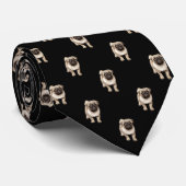 Pug Puppy Pattern op Black Stropdas (Opgerold)