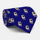 Pug Puppy Pattern op Light Navy Blue Stropdas (Opgerold)