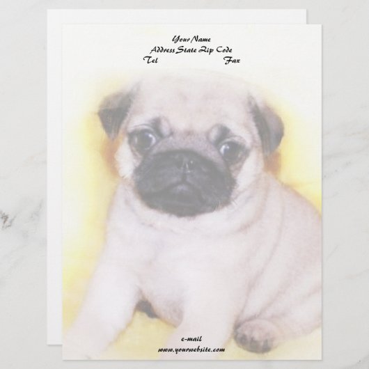 Pug Puppy Persoonlijk Briefhoofd (Voorkant / Achterkant)