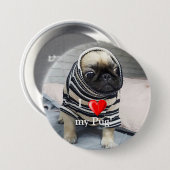 Pug Puppy Ronde Button 7,6 Cm (Voorkant /achterkant)