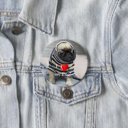 Pug Puppy Ronde Button 7,6 Cm (In situ)