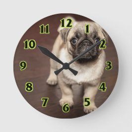Pug Puppy Ronde Klok