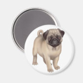 Pug Puppy Ronde Magneet (Voorkant / Achterkant)