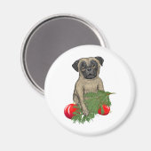 Pug Puppy Schattig Christmas Dog Art Magneet (Voorkant / Achterkant)