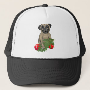 Pug Puppy Schattig Christmas Dog Art Trucker Pet