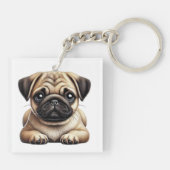 Pug Puppy Sleutelhanger (Achterkant)