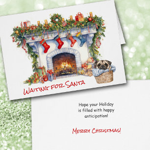 Pug Puppychristmas Openhaard Wacht op Kerstman