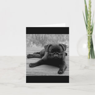 Pug Puppyp Hond Zwart & Wit Blanco Notitiekaart