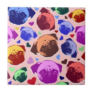 Pug Puppypuppy Honden PopArt Retro Stijl Tegeltje