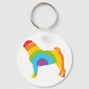 Pug Rainbow Connection! Sleutelhanger