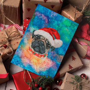 Pug Ras Hond Kerstmis Feestdagenkaart