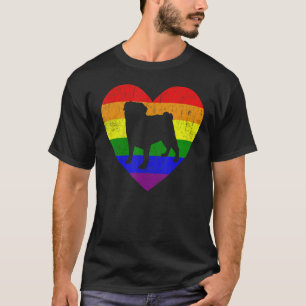 Pug Regenboog Vlag Hart Voor LGBT Gay Lesbische On T-shirt