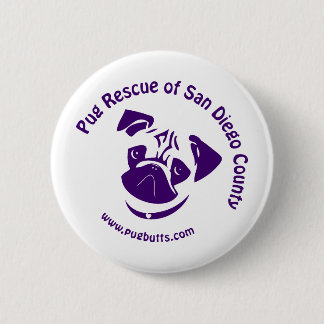 Pug Rescue Logo Paars Ronde Button 5,7 Cm