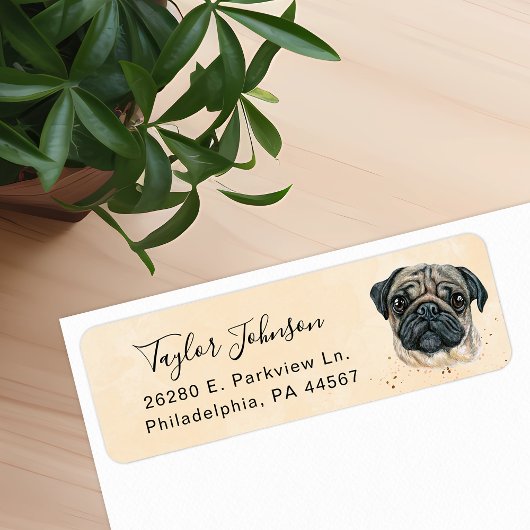Pug Retouradreslabel Etiket