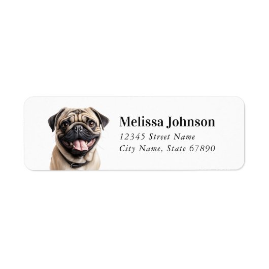Pug Return Address Labels (Voorkant)