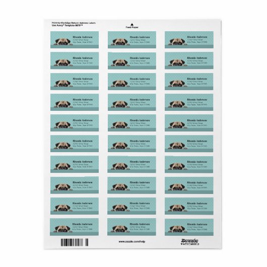 Pug Return Address Labels (Full Sheet)