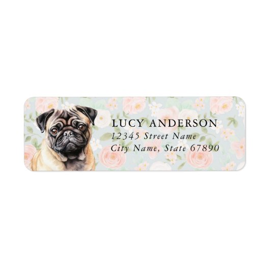 Pug Return Address Labels (Voorkant)