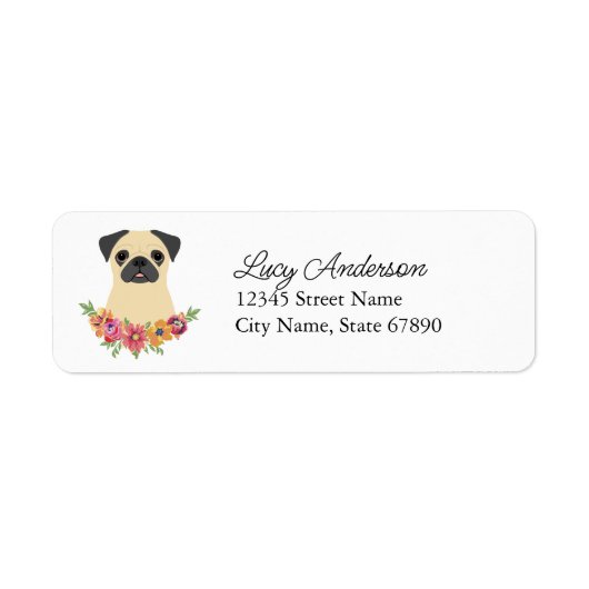 Pug Return Address Labels (Voorkant)