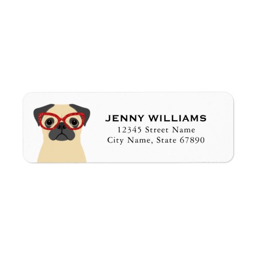 Pug Return Address Labels (Voorkant)