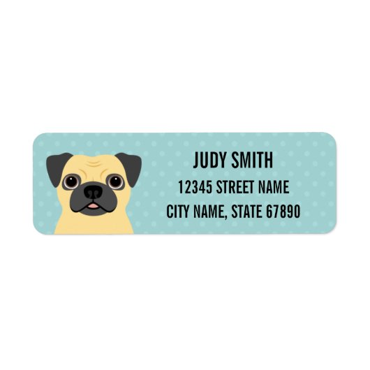 Pug Return Address Labels (Voorkant)