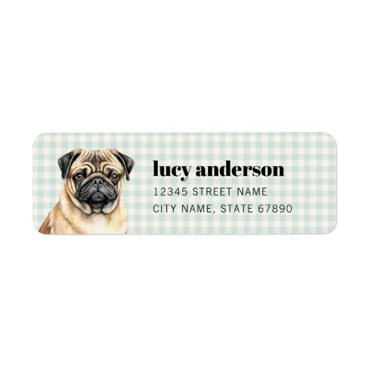 Pug Return Address Labels (Voorkant)