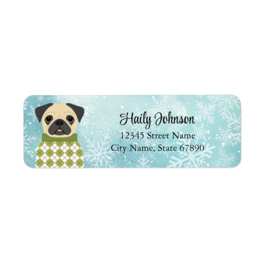 Pug Return Address Labels (Voorkant)