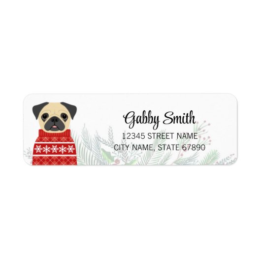 Pug Return Address Labels (Voorkant)