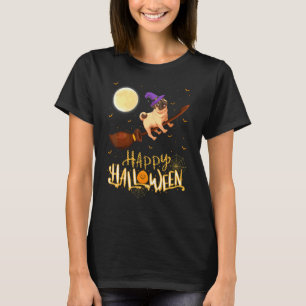 Pug Rijd Heks Shotgun Pug Hond Halloween T-shirt