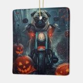 Pug Rijden Motorfiets Halloween eng Keramisch Ornament (Links)