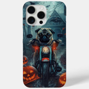 Pug Rijdende Motorfiets Halloween Griezelen iPhone 15 Pro Max Hoesje